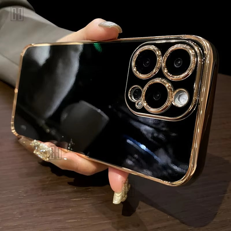 Luxury iPhone Case Soft Silicone Plating Cover — Solid Color Design, Slim Shockproof Protection, Flexible Anti-Scratch Finish, Lightweight and Stylish