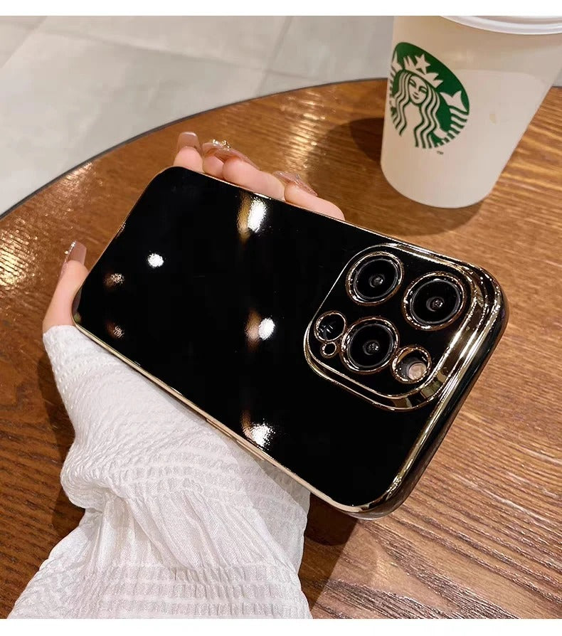 Luxury iPhone Case Soft Silicone Plating Cover — Solid Color Design, Slim Shockproof Protection, Flexible Anti-Scratch Finish, Lightweight and Stylish