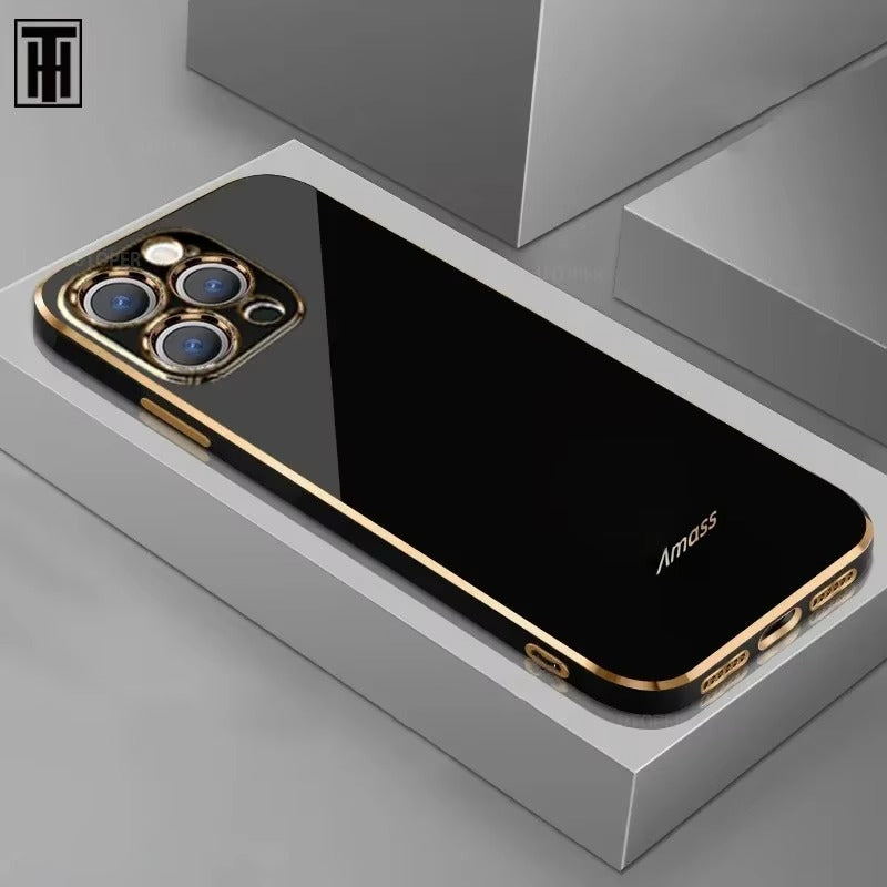 Luxury iPhone Case Soft Silicone Plating Cover — Solid Color Design, Slim Shockproof Protection, Flexible Anti-Scratch Finish, Lightweight and Stylish