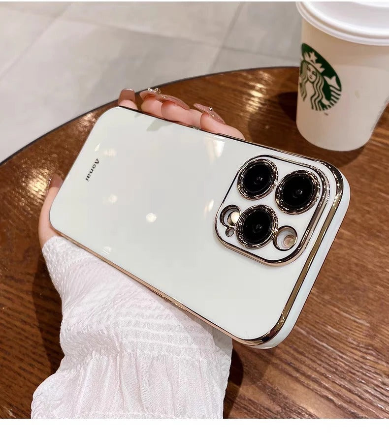 Luxury iPhone Case Soft Silicone Plating Cover — Solid Color Design, Slim Shockproof Protection, Flexible Anti-Scratch Finish, Lightweight and Stylish
