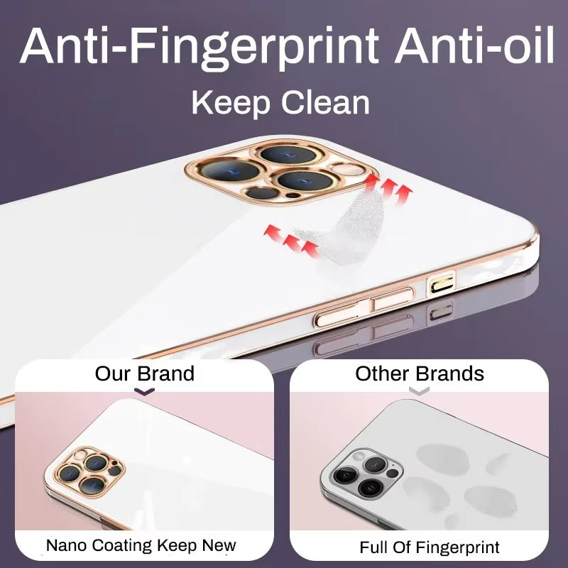 Luxury iPhone Case Soft Silicone Plating Cover — Solid Color Design, Slim Shockproof Protection, Flexible Anti-Scratch Finish, Lightweight and Stylish