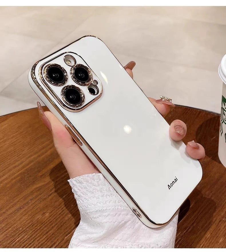 Luxury iPhone Case Soft Silicone Plating Cover — Solid Color Design, Slim Shockproof Protection, Flexible Anti-Scratch Finish, Lightweight and Stylish