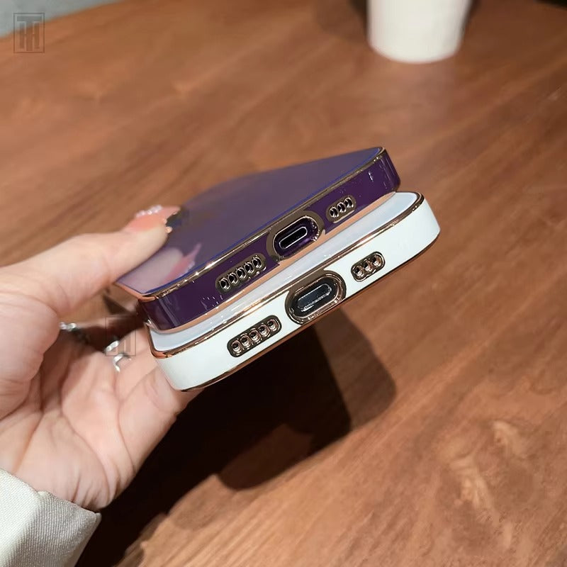 Luxury iPhone Case Soft Silicone Plating Cover — Solid Color Design, Slim Shockproof Protection, Flexible Anti-Scratch Finish, Lightweight and Stylish