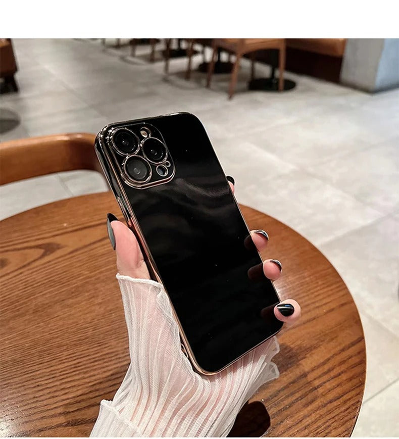Luxury iPhone Case Soft Silicone Plating Cover — Solid Color Design, Slim Shockproof Protection, Flexible Anti-Scratch Finish, Lightweight and Stylish
