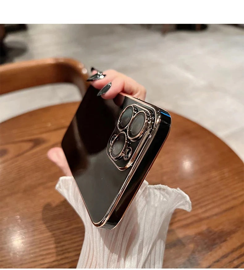 Luxury iPhone Case Soft Silicone Plating Cover — Solid Color Design, Slim Shockproof Protection, Flexible Anti-Scratch Finish, Lightweight and Stylish