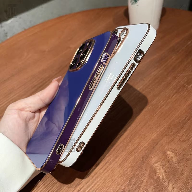 Luxury iPhone Case Soft Silicone Plating Cover — Solid Color Design, Slim Shockproof Protection, Flexible Anti-Scratch Finish, Lightweight and Stylish