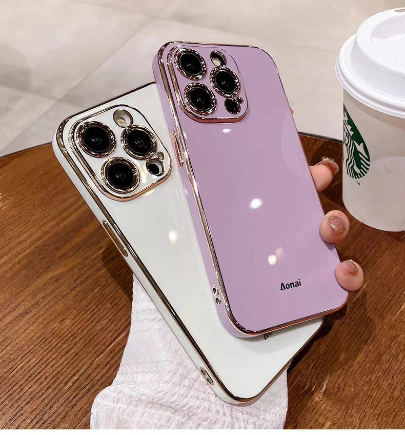 Luxury iPhone Case Soft Silicone Plating Cover — Solid Color Design, Slim Shockproof Protection, Flexible Anti-Scratch Finish, Lightweight and Stylish
