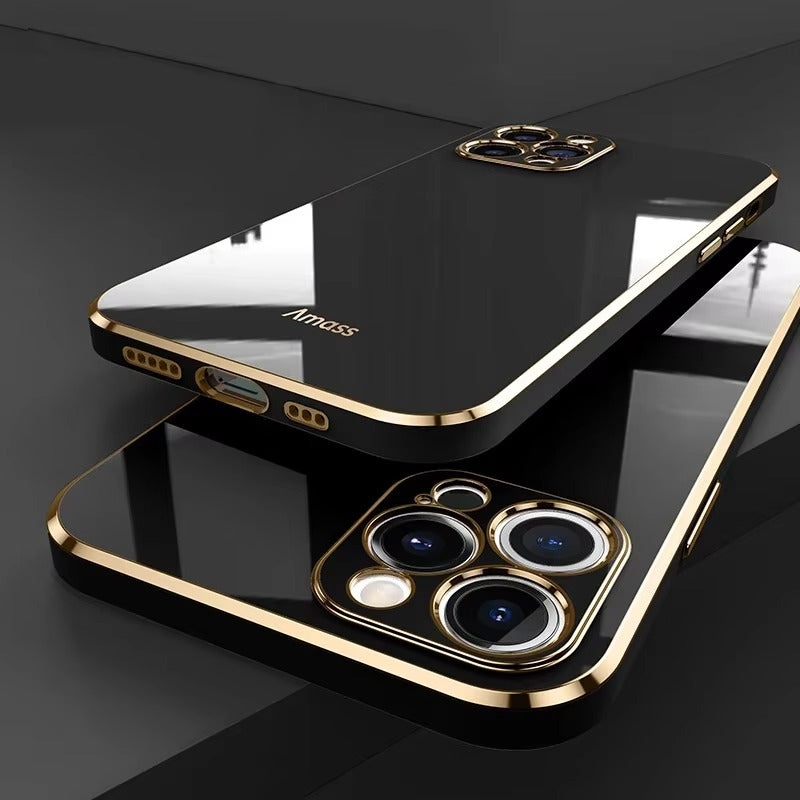 Luxury iPhone Case Soft Silicone Plating Cover — Solid Color Design, Slim Shockproof Protection, Flexible Anti-Scratch Finish, Lightweight and Stylish