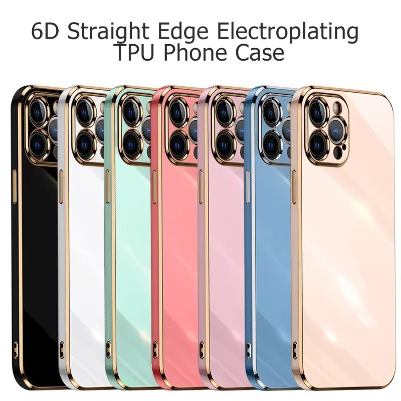 Luxury iPhone Case Soft Silicone Plating Cover — Solid Color Design, Slim Shockproof Protection, Flexible Anti-Scratch Finish, Lightweight and Stylish