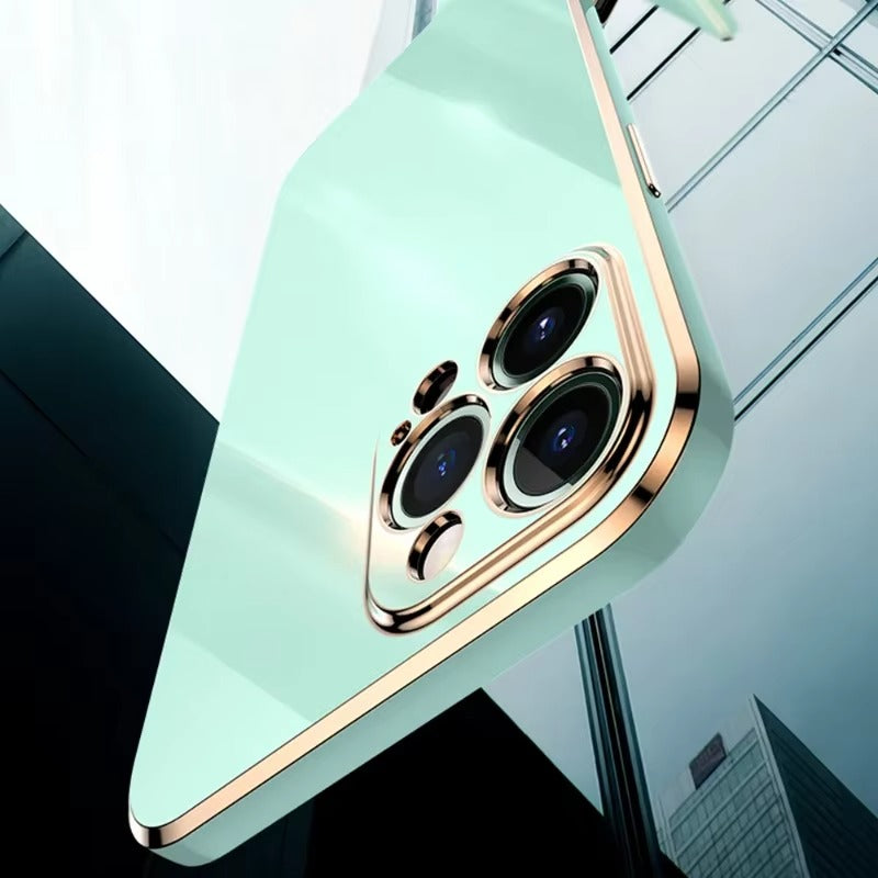 Luxury iPhone Case Soft Silicone Plating Cover — Solid Color Design, Slim Shockproof Protection, Flexible Anti-Scratch Finish, Lightweight and Stylish