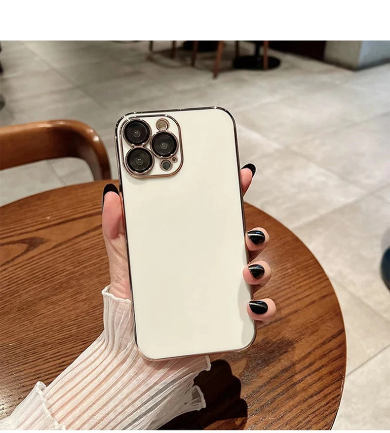 Luxury iPhone Case Soft Silicone Plating Cover — Solid Color Design, Slim Shockproof Protection, Flexible Anti-Scratch Finish, Lightweight and Stylish