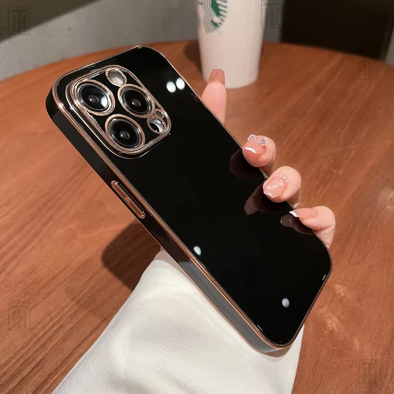 Luxury iPhone Case Soft Silicone Plating Cover — Solid Color Design, Slim Shockproof Protection, Flexible Anti-Scratch Finish, Lightweight and Stylish