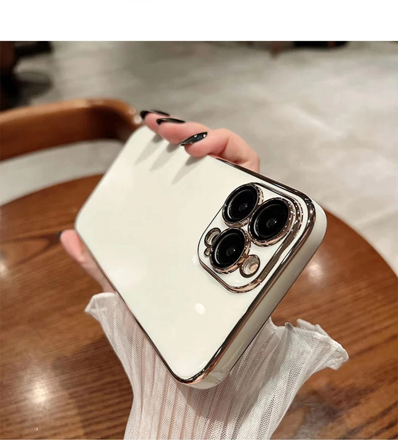 Luxury iPhone Case Soft Silicone Plating Cover — Solid Color Design, Slim Shockproof Protection, Flexible Anti-Scratch Finish, Lightweight and Stylish
