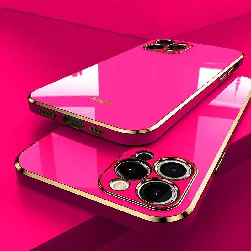 Luxury iPhone Case Solid Color Plating Cover — Soft Silicone Back, Slim Lightweight Design, Anti-Fingerprint Scratch-Resistant Finish, Stylish Minimalist Look