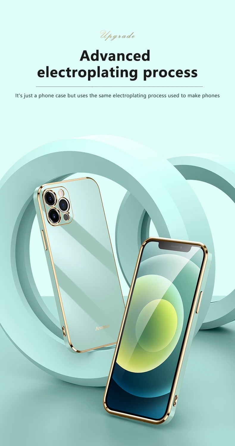 Luxury iPhone Case Solid Color Plating Cover — Soft Silicone Back, Slim Lightweight Design, Anti-Fingerprint Scratch-Resistant Finish, Stylish Minimalist Look
