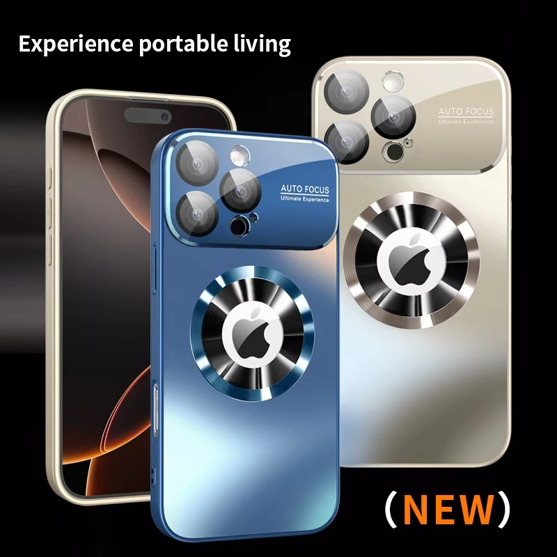 Luxury iPhone Case Titanium Metallic Matte Design — MagSafe Compatible with Glass Lens Protection, Slim Shockproof Anti-Fingerprint Scratch-Resistant Cover