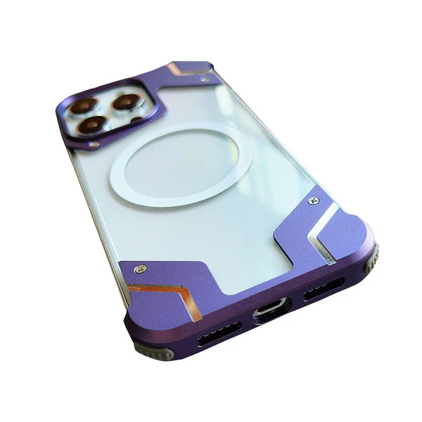 Luxury iPhone Case Transparent Magnetic Frameless Cover — Aluminum Alloy Frame, Slim Anti-Drop Shockproof Design, Scratch-Resistant Non-Slip Finish