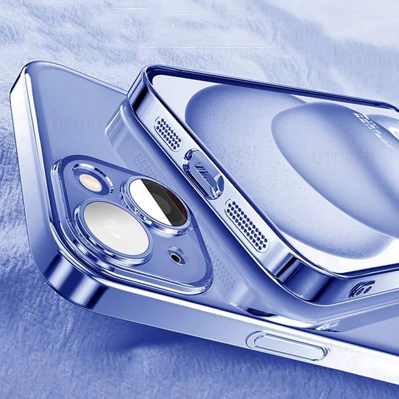 Luxury iPhone Case Transparent Plating Soft TPU Cover — Ultra-Thin Clear Design, HD Camera Lens Protection, Shockproof Anti-Fingerprint Scratch-Resistant Finish