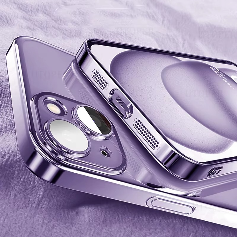 Luxury iPhone Case Transparent Plating Soft TPU Cover — Ultra-Thin Clear Design, HD Camera Lens Protection, Shockproof Anti-Fingerprint Scratch-Resistant Finish