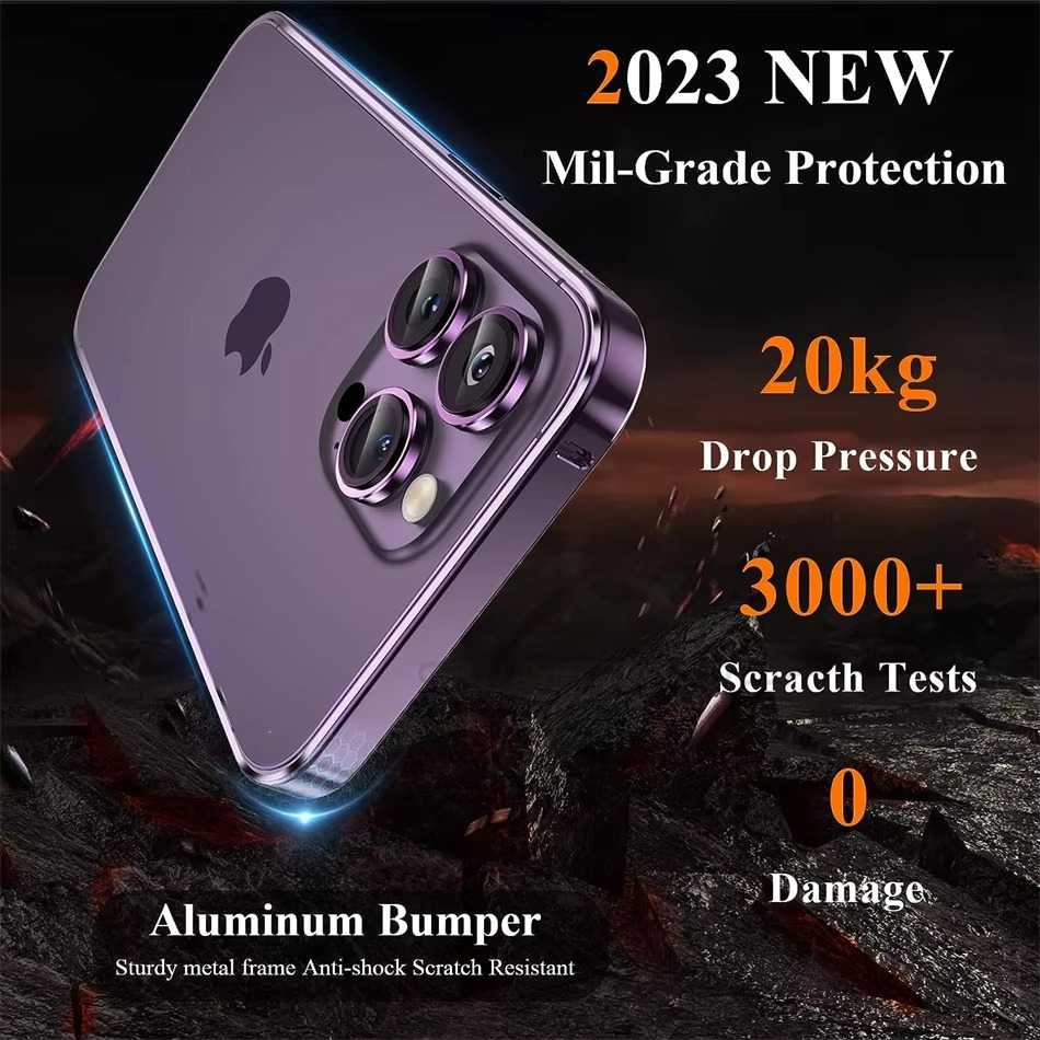 Luxury iPhone Case Ultra-Thin Aluminum Alloy Frame — Lightweight Bumper Protective Cover, Shockproof Hard Metal Shell