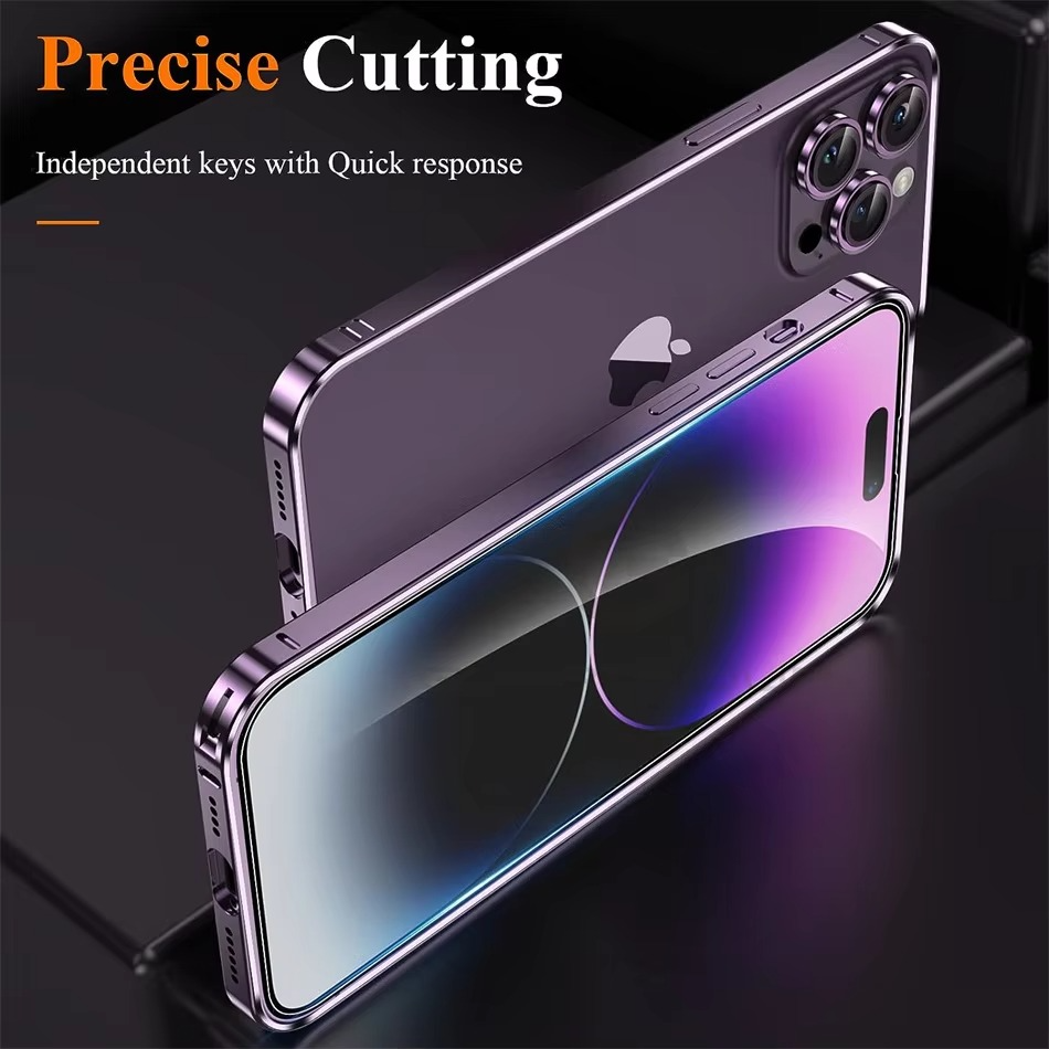 Luxury iPhone Case Ultra-Thin Aluminum Alloy Frame — Lightweight Bumper Protective Cover, Shockproof Hard Metal Shell