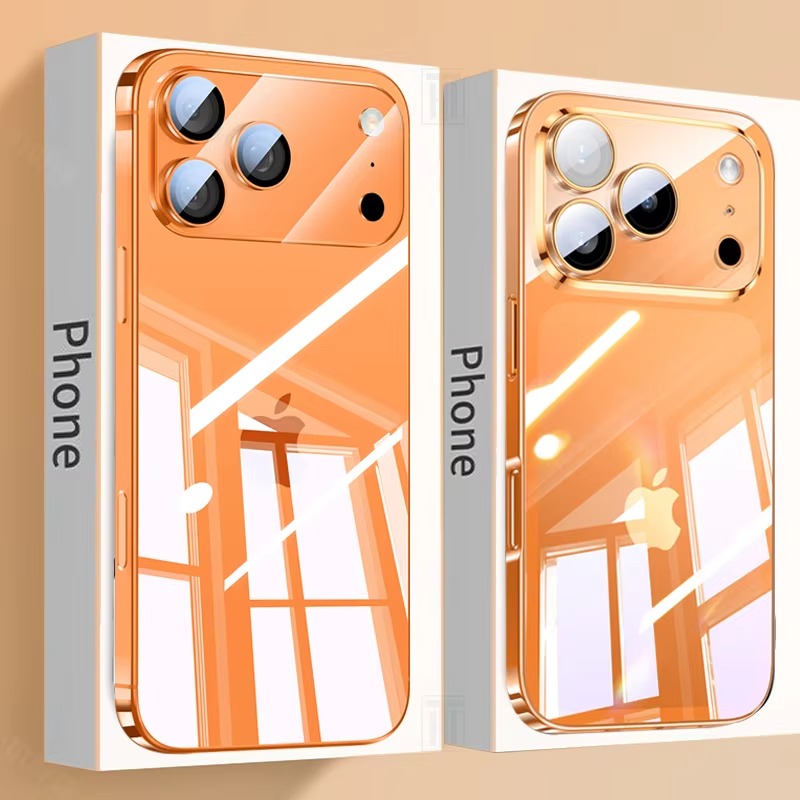 Luxury iPhone Case Ultra-Thin Transparent TPU Plating Cover — Full Lens Protection, Soft HD Shockproof Design, Anti-Fingerprint Scratch-Resistant Non-Slip Finish