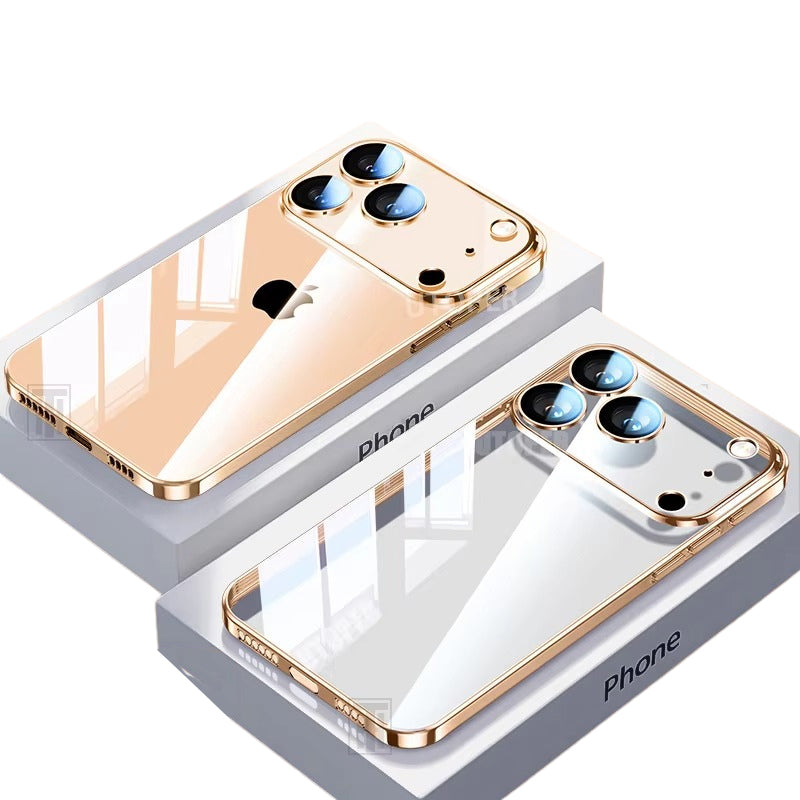 Luxury iPhone Case Ultra-Thin Transparent TPU Plating Cover — Full Lens Protection, Soft HD Shockproof Design, Anti-Fingerprint Scratch-Resistant Non-Slip Finish
