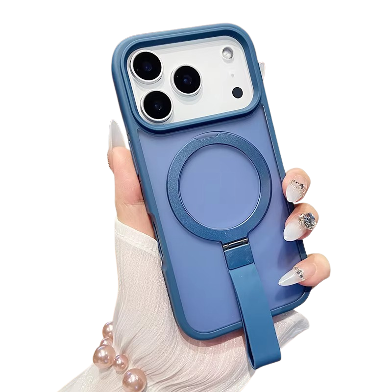 Luxury iPhone Case — Matte Transparent MagSafe Cover with Wrist Strap Holder, Shockproof TPU+PC Protection and Anti-Fingerprint Scratch-Resistant Design