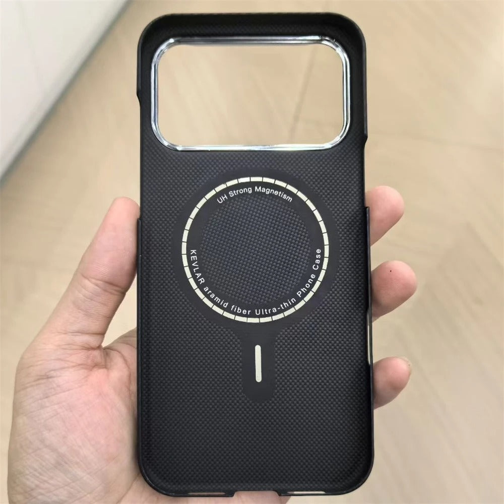 Luxury iPhone Case — Slim Aramid Fiber MagSafe Cover with Lightweight Case-Less Touch Feel and Durable Protective Design