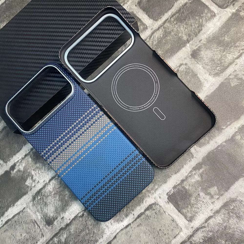 Luxury iPhone Case — Ultra-Thin 600D Real Carbon Fiber MagSafe Cover with Aramid Kevlar Protection, Matte Anti-Fingerprint Full-Coverage Waterproof Design