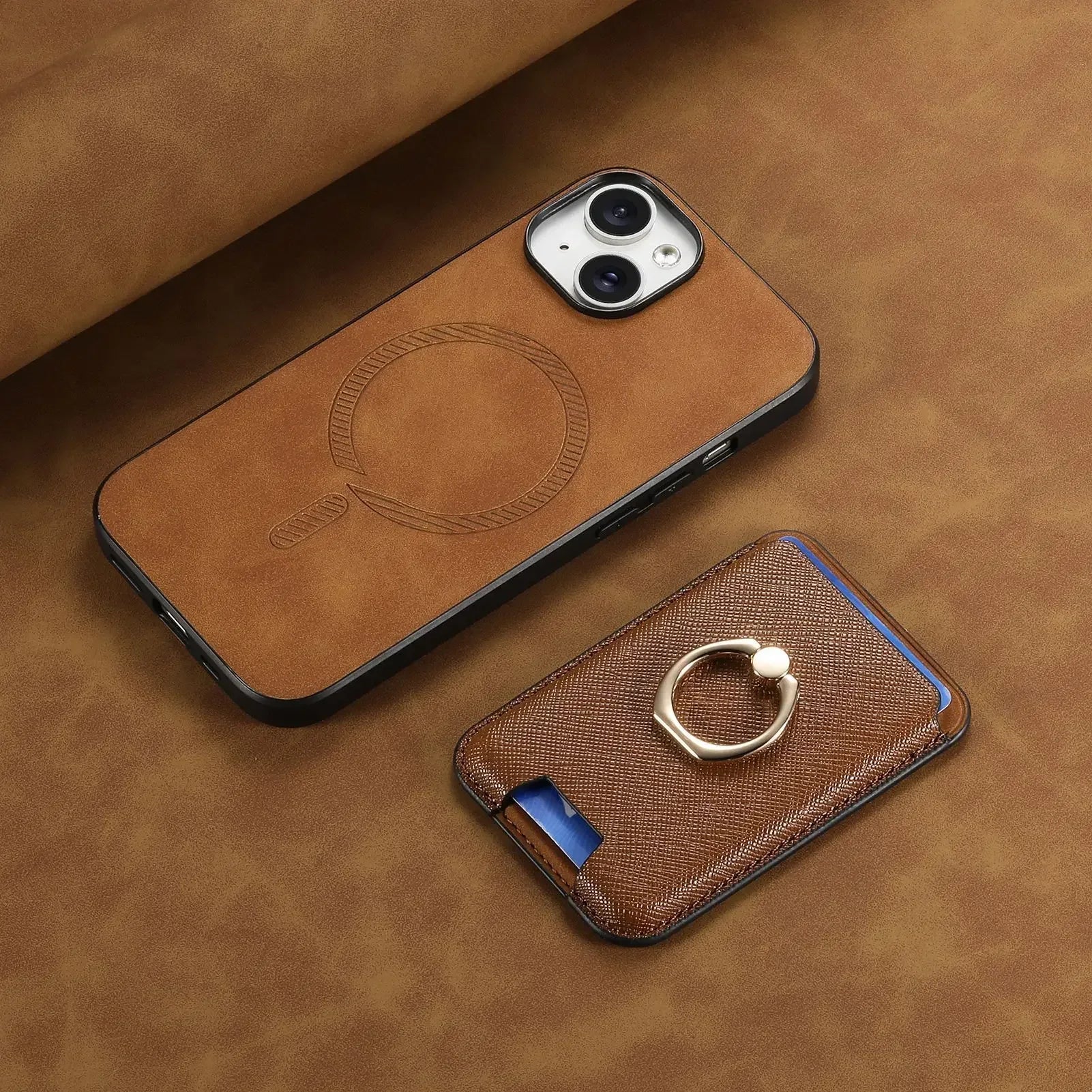 Luxury iPhone Detachable Magnetic Wallet Case — Leather Cover with Card Holder, Ring Stand Function, Shockproof Protection, Anti-Fingerprint Scratch-Resistant Design