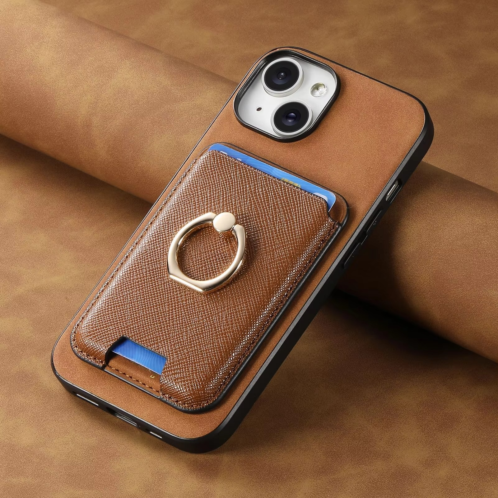 Luxury iPhone Detachable Magnetic Wallet Case — Leather Cover with Card Holder, Ring Stand Function, Shockproof Protection, Anti-Fingerprint Scratch-Resistant Design