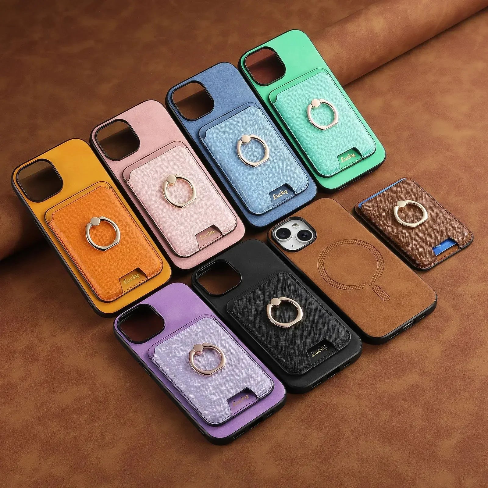 Luxury iPhone Detachable Magnetic Wallet Case — Leather Cover with Card Holder, Ring Stand Function, Shockproof Protection, Anti-Fingerprint Scratch-Resistant Design