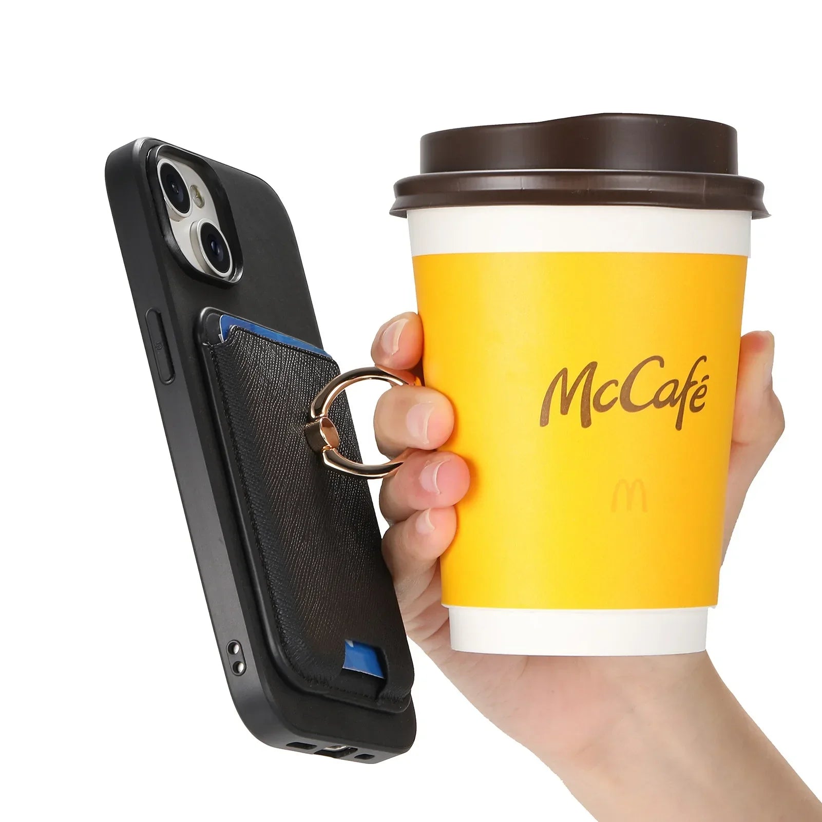 Luxury iPhone Detachable Magnetic Wallet Case — Leather Cover with Card Holder, Ring Stand Function, Shockproof Protection, Anti-Fingerprint Scratch-Resistant Design