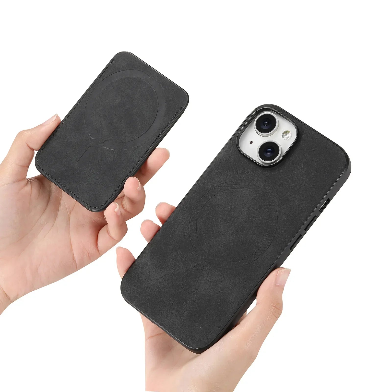 Luxury iPhone Detachable Magnetic Wallet Case — Leather Cover with Card Holder, Ring Stand Function, Shockproof Protection, Anti-Fingerprint Scratch-Resistant Design