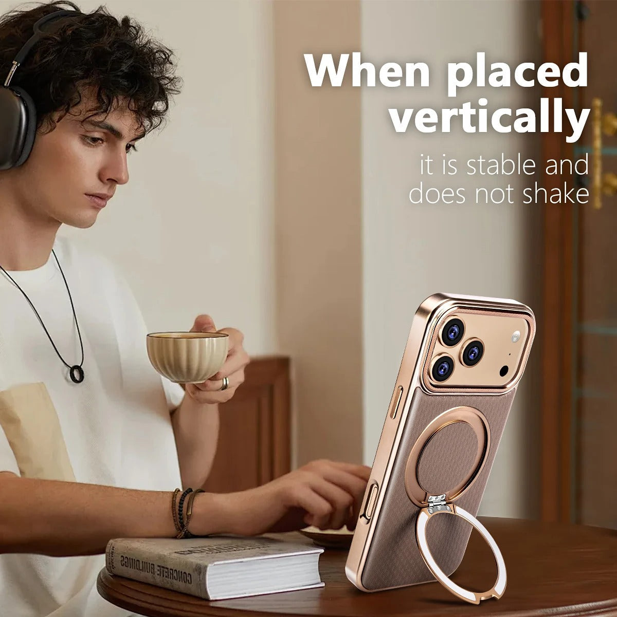 Luxury iPhone Diamond Pattern Leather Case — MagSafe Magnetic Charging, Rotating Bracket Holder, Full Coverage Shockproof Anti-Fingerprint Protection