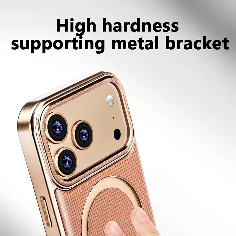 Luxury iPhone Diamond Pattern Leather Case — MagSafe Magnetic Charging, Rotating Bracket Holder, Full Coverage Shockproof Anti-Fingerprint Protection