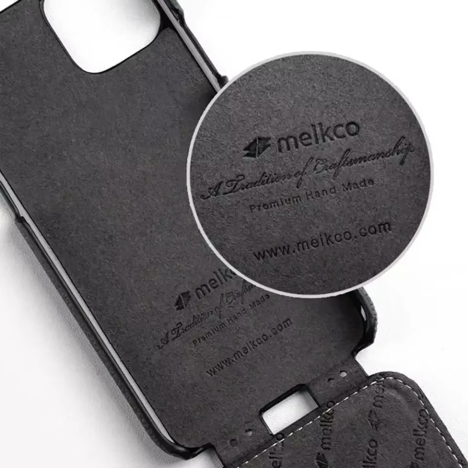 Luxury iPhone Flip Case 100% Genuine Cowhide Leather — Premium Melkco Design, Slim Protective Cover with Textured Finish, Stylish Durable Phone Protection