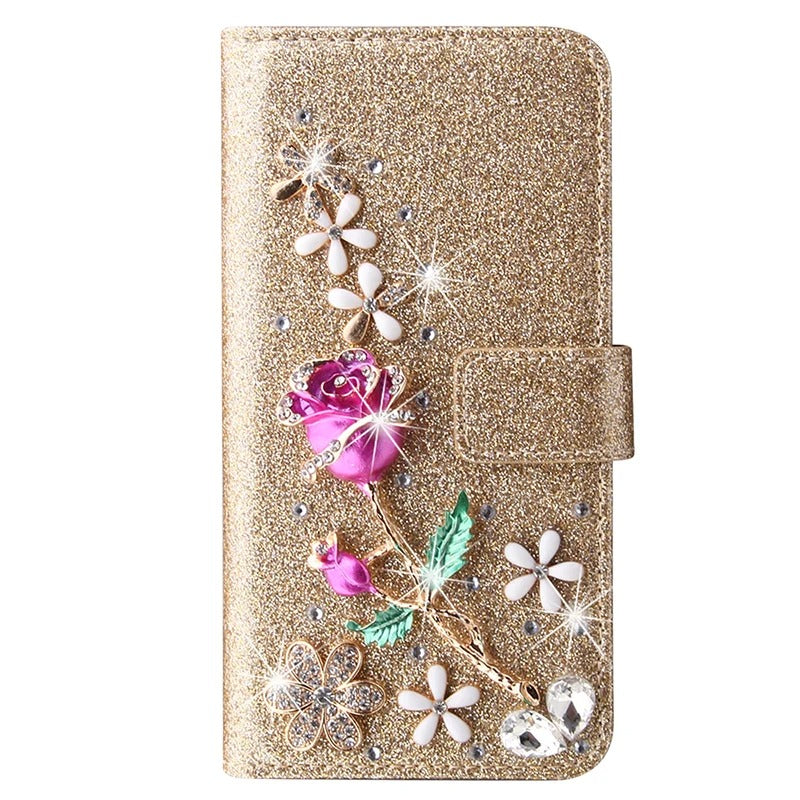 Luxury iPhone Flip Glitter Wallet Case — Bling Leather Book-Style Cover with Card Holder, Dual Layer Protection, Sparkling Design, Shockproof and Dustproof