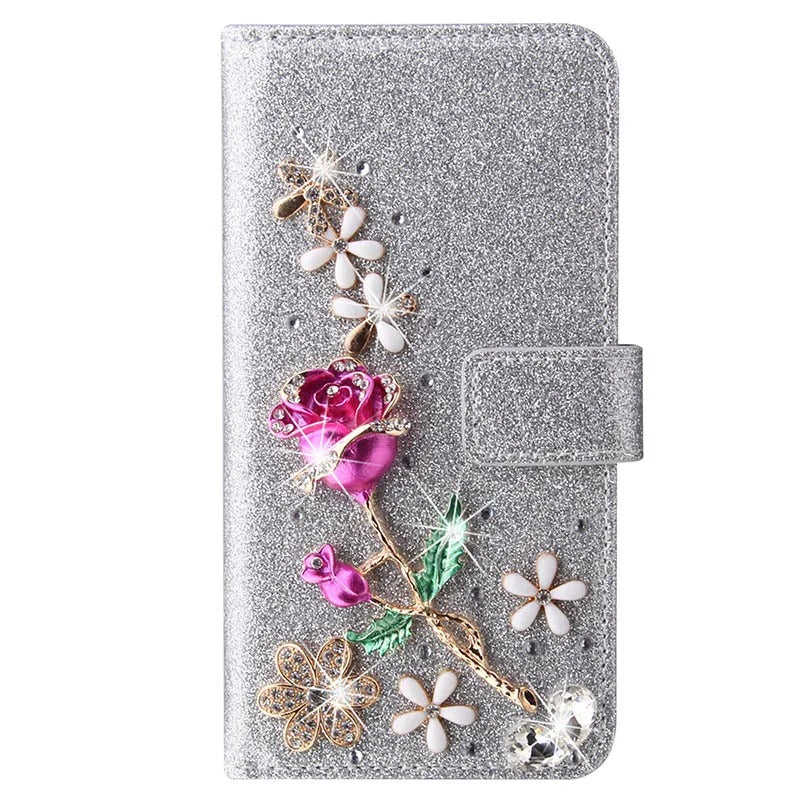 Luxury iPhone Flip Glitter Wallet Case — Bling Leather Book-Style Cover with Card Holder, Dual Layer Protection, Sparkling Design, Shockproof and Dustproof