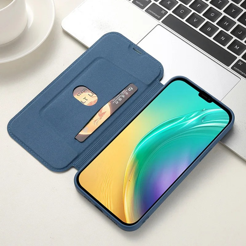 Luxury iPhone Flip Leather Wallet Case — Silicone Cover with Card Holder, Full Body Protection, Shockproof Durable Design, Stylish and Functional Phone Case