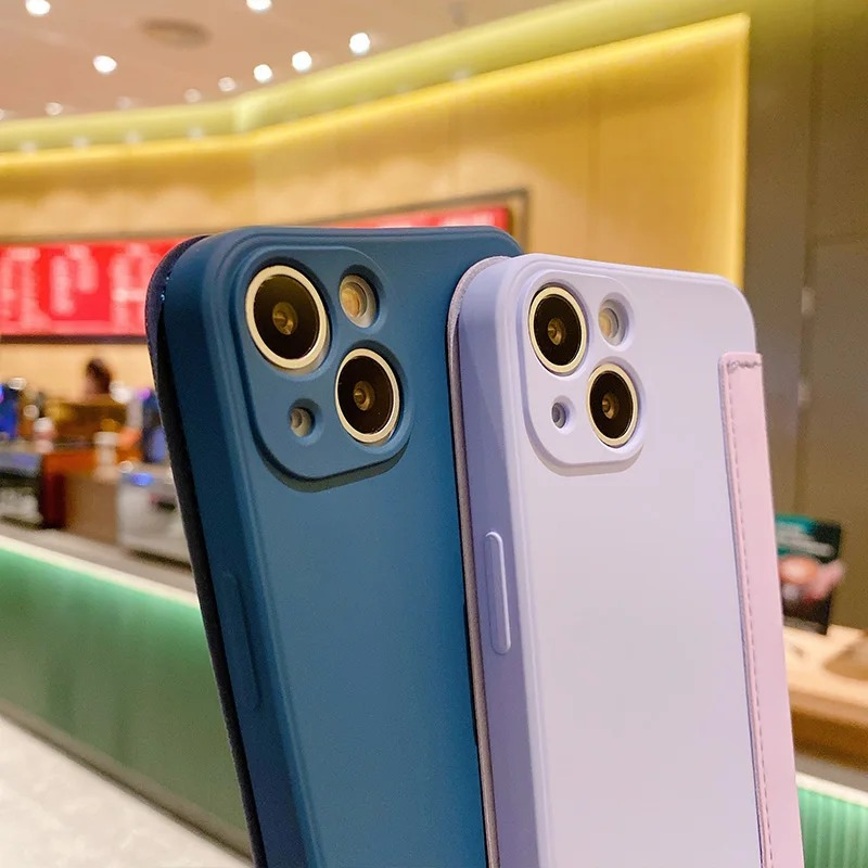 Luxury iPhone Flip Leather Wallet Case — Silicone Cover with Card Holder, Full Body Protection, Shockproof Durable Design, Stylish and Functional Phone Case