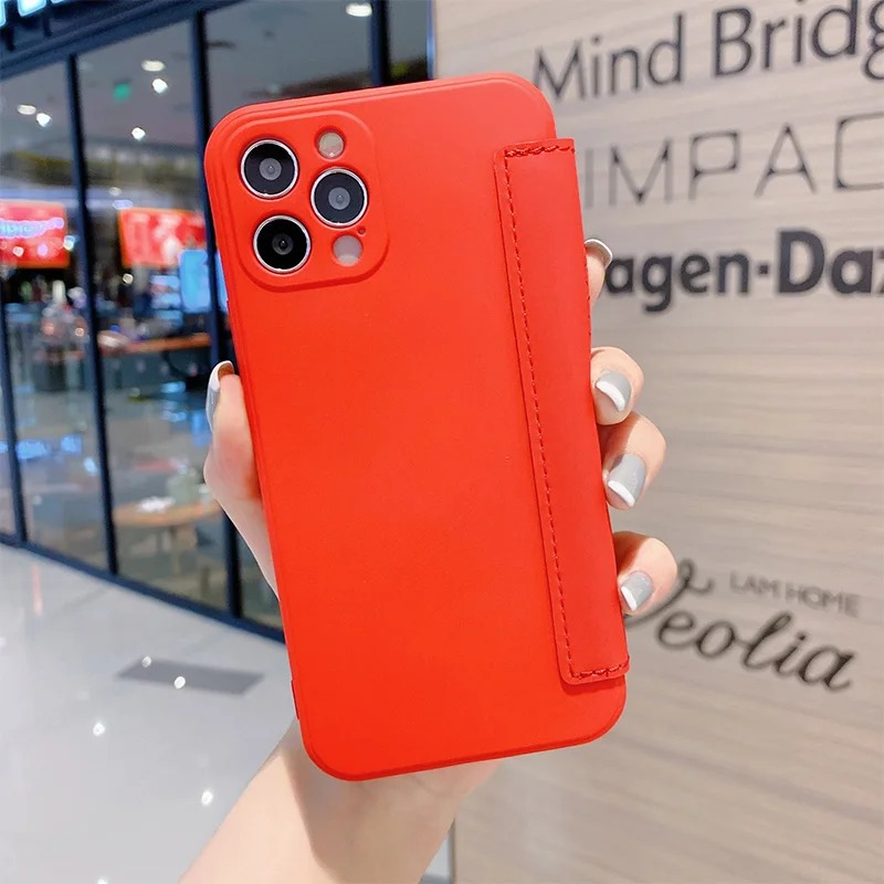 Luxury iPhone Flip Leather Wallet Case — Silicone Cover with Card Holder, Full Body Protection, Shockproof Durable Design, Stylish and Functional Phone Case