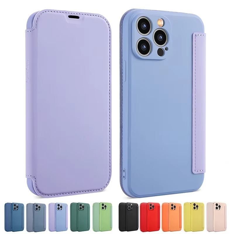 Luxury iPhone Flip Leather Wallet Case — Silicone Cover with Card Holder, Full Body Protection, Shockproof Durable Design, Stylish and Functional Phone Case