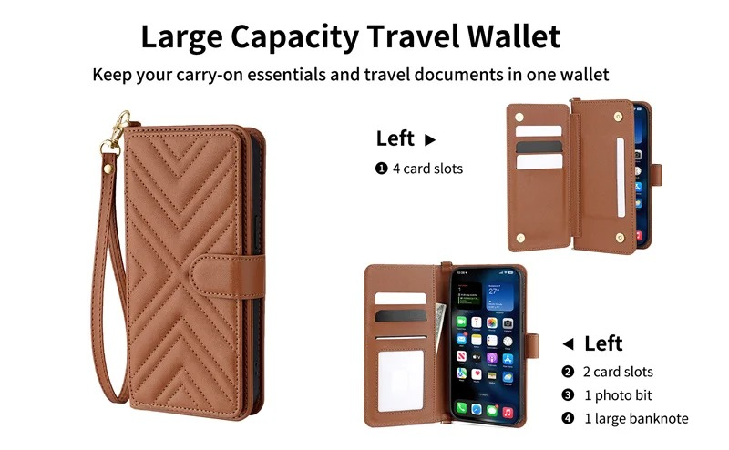 Luxury iPhone Flip Wallet Case — Leather Cover with Card Holder, Shockproof Protective Design, Stylish Full Body Phone Case with Added Functionality