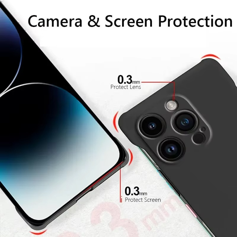 Luxury iPhone Frameless Slim Matte Case — Hard Back Cover with Shockproof Protection, Lightweight Anti-Fingerprint Scratch-Resistant Design, Transparent Minimalist Style