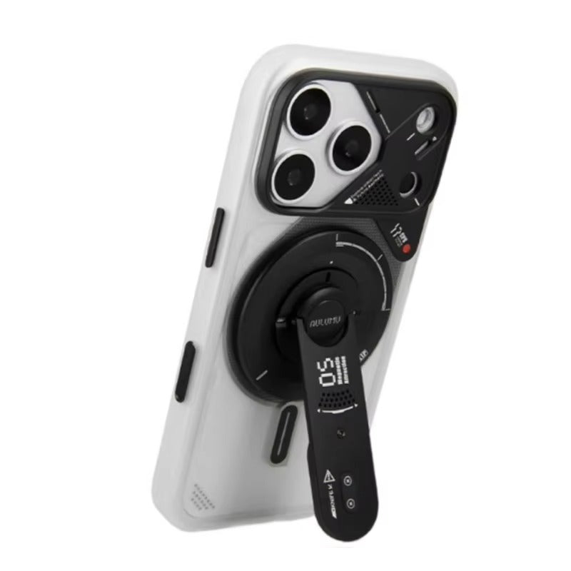 Luxury iPhone Frosted Magnetic Luminous Case — Translucent Full-Inclusive Anti-Drop Cover with Stand, Matte Shockproof Design for iPhone 17 Pro Max