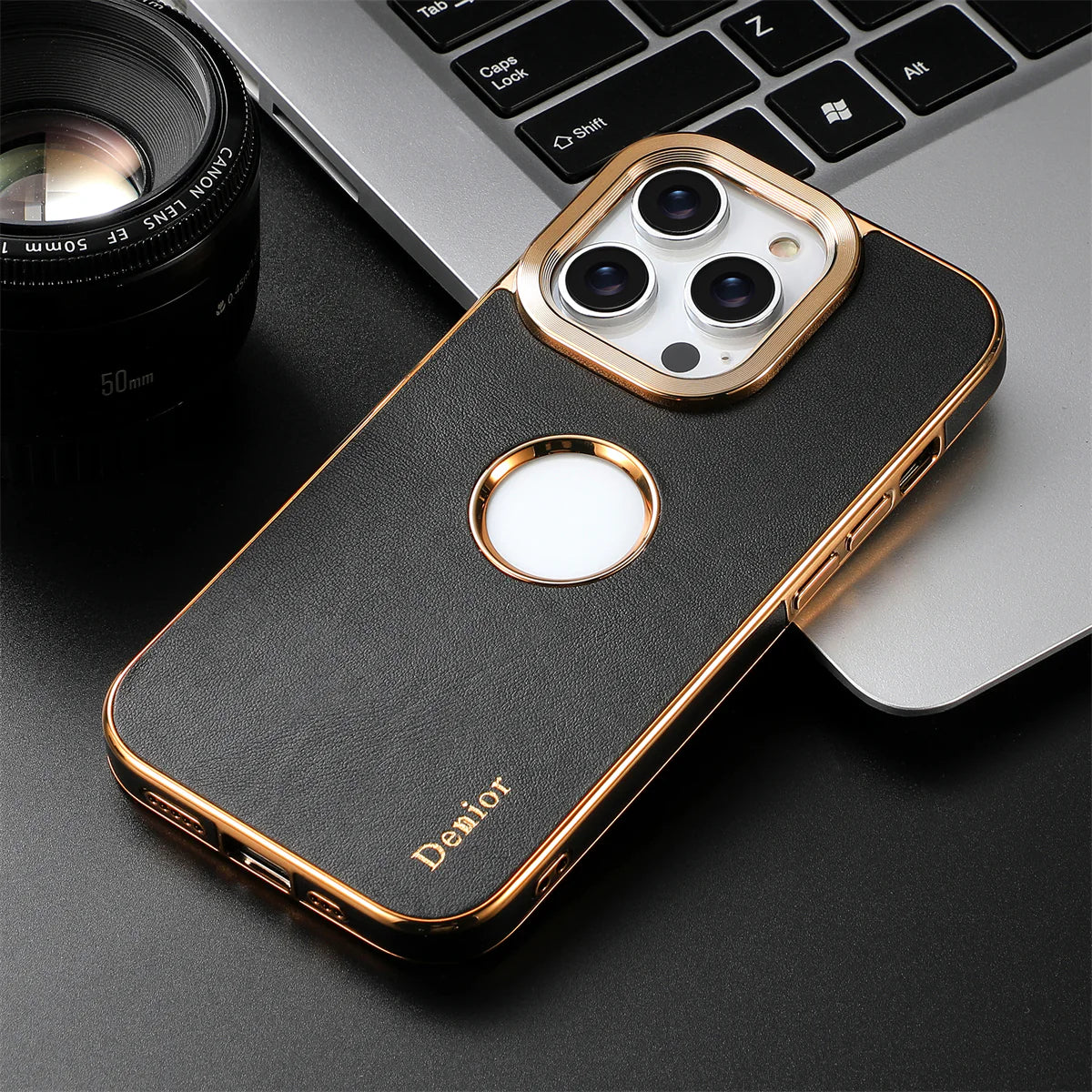 Luxury iPhone Genuine Leather Back Case — Shockproof Half-Wrapped Cover, Anti-Fingerprint Scratch-Resistant Design, Slim Non-Slip Premium Finish