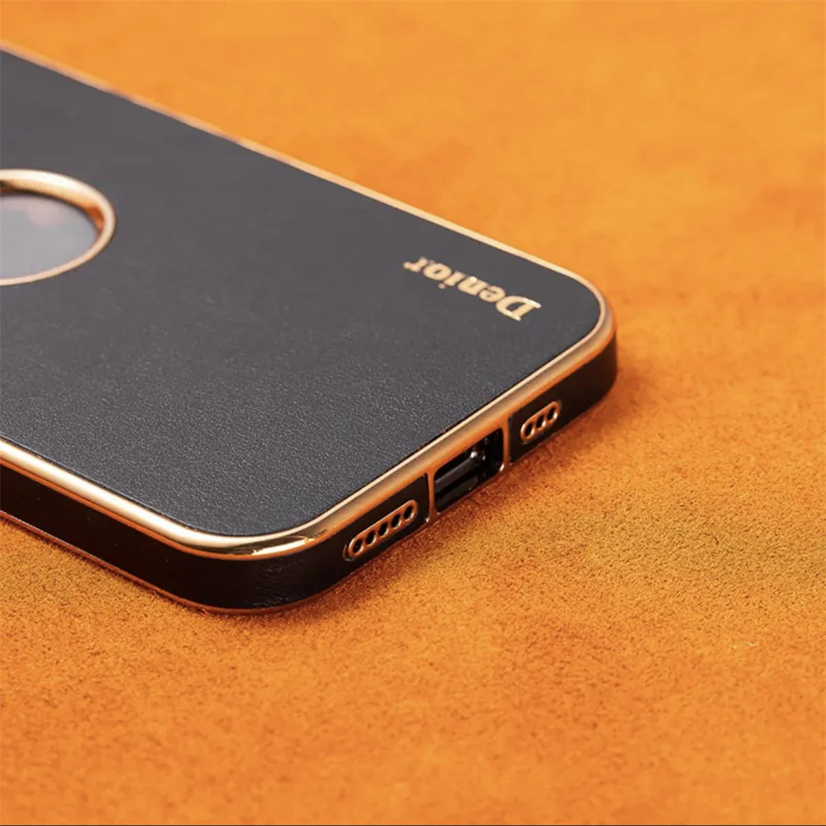 Luxury iPhone Genuine Leather Back Case — Shockproof Half-Wrapped Cover, Anti-Fingerprint Scratch-Resistant Design, Slim Non-Slip Premium Finish