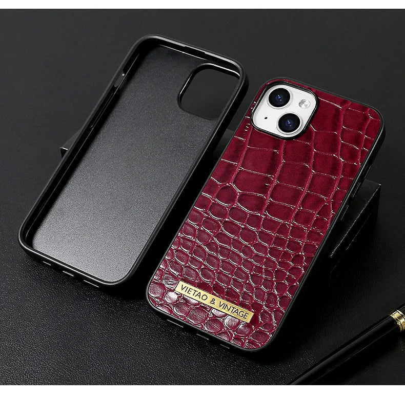 Luxury iPhone Leather Case Business Style — High-End Textured Cover, Slim Protective Design, Anti-Fingerprint Scratch-Resistant Dustproof Finish